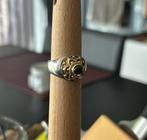 Mooie zilveren/ gouden ring met saffier, Ophalen, Zo goed als nieuw, Met edelsteen