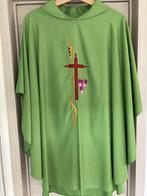 Groene kazuifel motief kruis, graan en druiven + onderstola, Ophalen of Verzenden