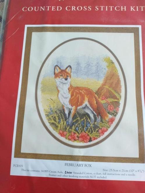 Borduurpakket Februari Fox van Anchor, Hobby en Vrije tijd, Borduren en Borduurmachines, Nieuw, Borduurpakket, Verzenden