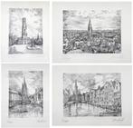 Collection de 4 gravures Bruges historique Frans Vanderveken, Enlèvement ou Envoi