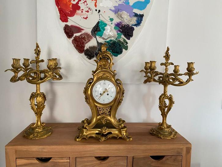 Garniture de cheminée en bronze, Antiquités & Art, Antiquités | Bronze & Cuivre, Bronze, Enlèvement