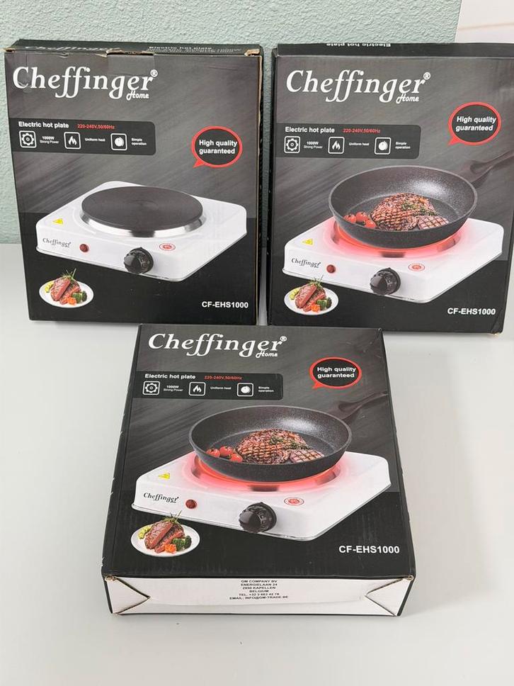 Cheffinger CF-EHS1000 – 1000W Elektrische Kookplaat (Enkel), Caravans en Kamperen, Kampeeraccessoires, Nieuw, Ophalen of Verzenden