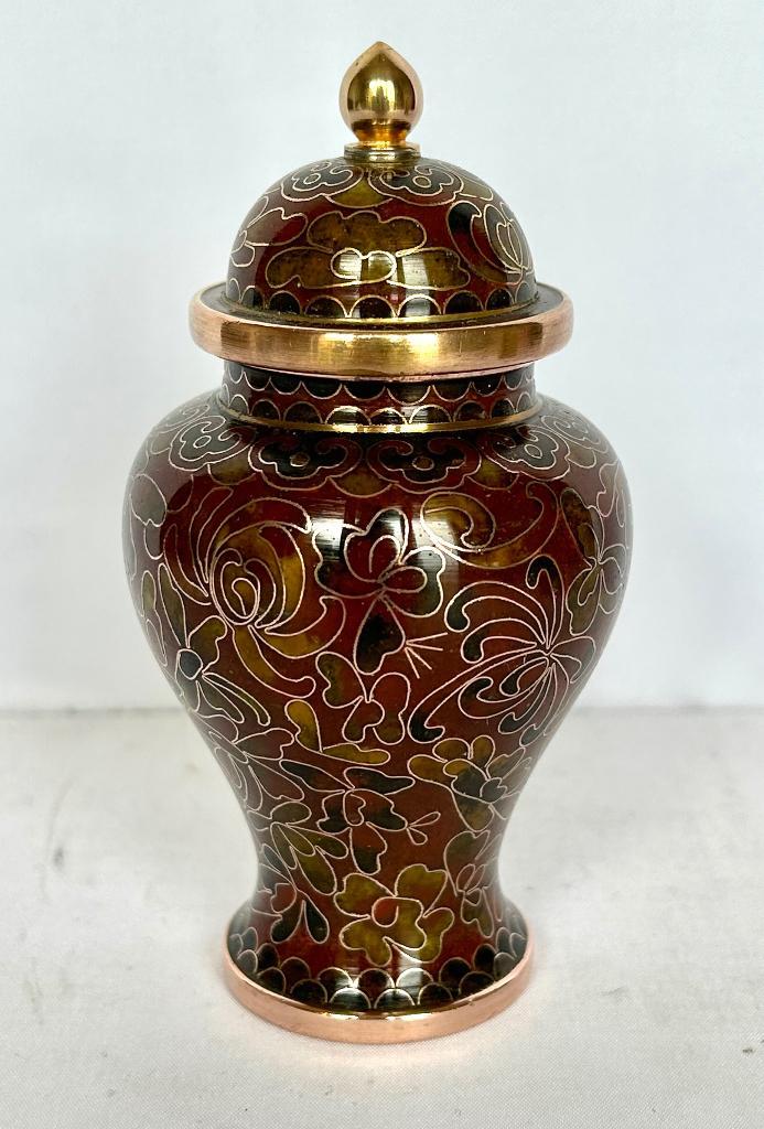 chinees emaille cloisonné gember pot - vaasje emaille koper, Antiek en Kunst, Antiek | Email, Ophalen of Verzenden