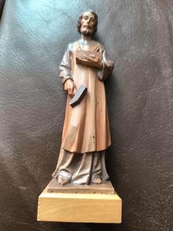 zeer mooi houten beeldje van Jozef als timmerman  beschikbaar voor biedingen