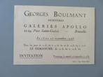 1945 Uitnodiging vernissage Georges Boulmant Apollo Bxl., Verzamelen, Verzenden, Zo goed als nieuw, Foto of Kaart