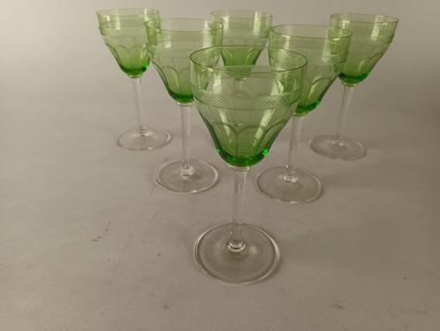 Kristallen wijnglazen art deco - 6 stks, Antiek en Kunst, Antiek | Glaswerk en Kristal, Ophalen of Verzenden