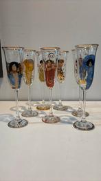 Set champagneglazen met decor van Gustav Klimt., Ophalen of Verzenden, Nieuw, Overige typen