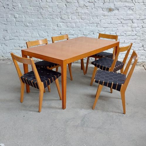 Set 6x jens risom voor knoll model 666w stoel 1940s + tafel, Antiquités & Art, Antiquités | Meubles | Chaises & Canapés, Enlèvement ou Envoi