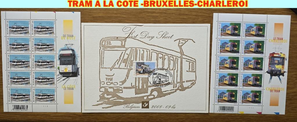 2008- TRAM-2 FEUILLETS-1FDS-COTE-BRUXELLES-CHARLEROI, Enlèvement ou Envoi