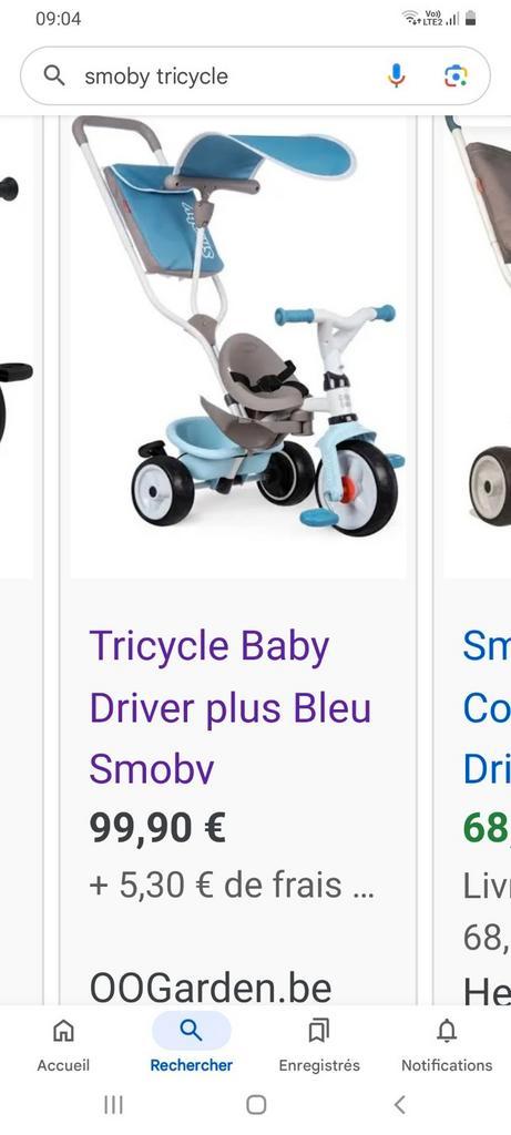 SMOBY BLUE BABYCHAUFFEUR PLUS DRIEWIELER, Fietsen en Brommers, Fietsen | Driewielers, Zo goed als nieuw, Ophalen