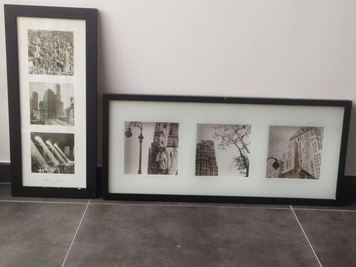 TAFEL - IKEA - 2 fotolijsten in zwart-wit NEW-YORK, Huis en Inrichting, Woonaccessoires | Lijsten, Gebruikt, 50 tot 75 cm, Minder dan 50 cm