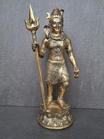 Verguld bronzen beeld/Shiva trishula /Trimurti/India, Antiek en Kunst, Ophalen of Verzenden