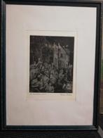 G Langie; 'De Kaarskensstoet', ets, Gentse kunstenaar, Antiek en Kunst, Ophalen of Verzenden