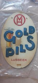 Glasreclame Gold Pils Lubbeek 1950, Verzamelen, Ophalen of Verzenden, Zo goed als nieuw, Reclamebord