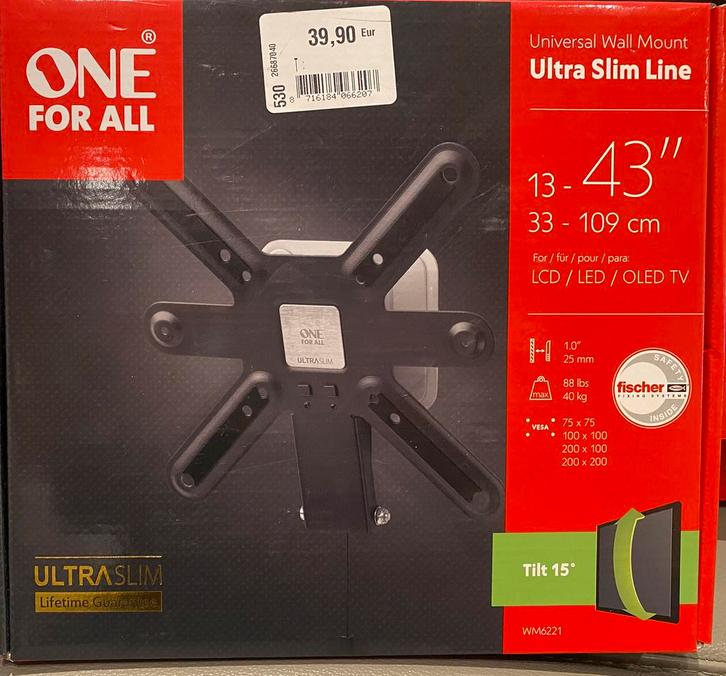 Muurbeugel voor tv's van 33 cm tot 109 cm (13-43 inch), Audio, Tv en Foto, Televisiebeugels, Nieuw, Ophalen