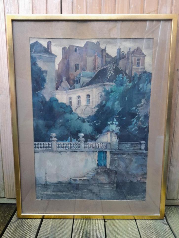 Aquarel, Gent, gesign. A Vereecken, Antiek en Kunst, Kunst | Schilderijen | Klassiek, Ophalen