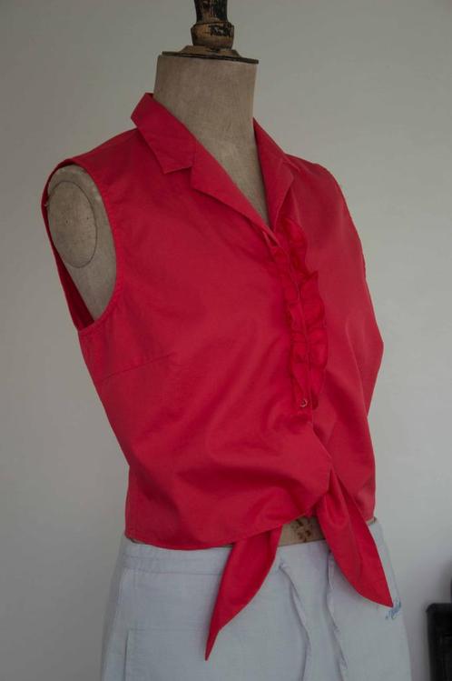 Koraalrood bloesje, roesjes, fronsjes Marella, Kleding | Dames, Blouses en Tunieken, Zo goed als nieuw, Maat 38/40 (M), Rood, Ophalen of Verzenden