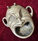 Vintage bronzen asbak demonisch masker gezicht ca. 8 cm, Antiek en Kunst, Antiek | Brons en Koper, Ophalen of Verzenden, Brons