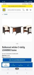NIEUW Balkonset/tuinset wicker 3-delig livarno home te koop, Ophalen, Nieuw, Wicker, Tuinset