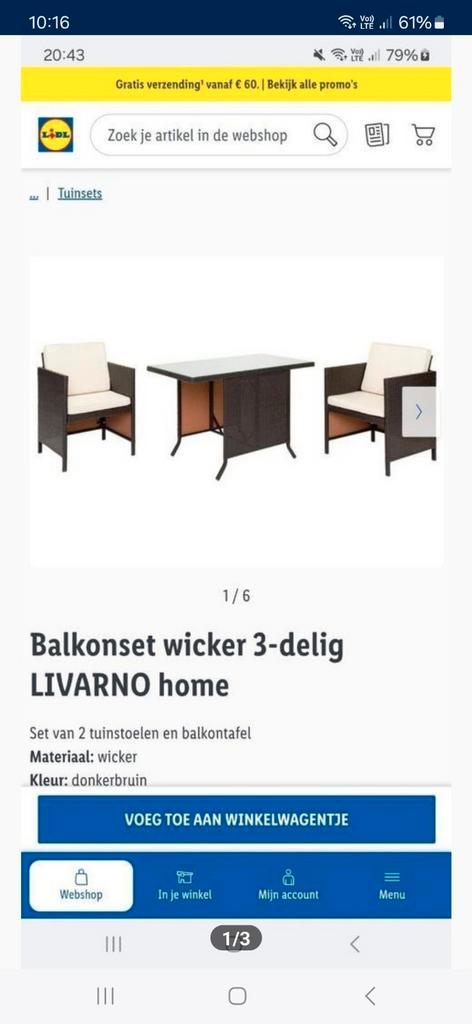 NIEUW Balkonset/tuinset wicker 3-delig livarno home te koop, Tuin en Terras, Tuinsets en Loungesets, Nieuw, Tuinset, Wicker, Ophalen