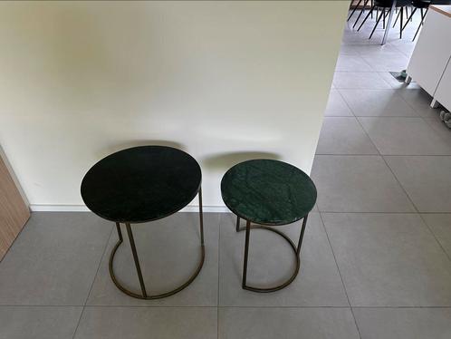 Groene salontafeltjes (marmeren look), Maison & Meubles, Tables | Tables de salon, Comme neuf, 50 à 75 cm, 50 à 100 cm, 50 à 100 cm