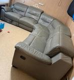 Leren hoekzetel met elektrische relaxfunctie, Ophalen, Gebruikt, Stof