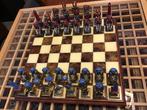Klasse schaakspel marmeren bord en metalen schaakstukken., Enlèvement ou Envoi, Comme neuf