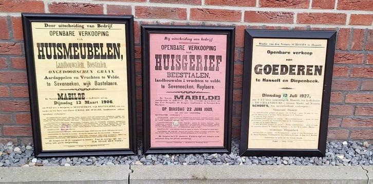 Toffe antieke affiches vanuit België van openbare verkooping, Collections, Marques & Objets publicitaires, Utilisé, Panneau publicitaire