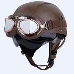 Lederen vintage helmen maat M te koop met bril , Motoren, M, Dames, Nieuw zonder kaartje, Overige typen