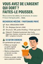 Recherche de Mécène ou Co-propriétaire pour Projet Agricole