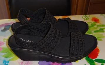 maat 41 Skechers memory foam zwart sandalen wedge maat 40 beschikbaar voor biedingen