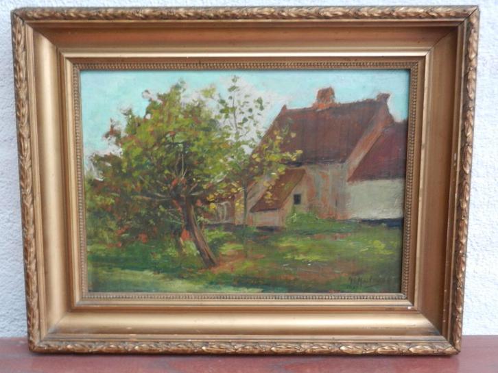 Olie op paneel  19e eeuw Meuleman, Antiek en Kunst, Kunst | Schilderijen | Klassiek, Ophalen of Verzenden