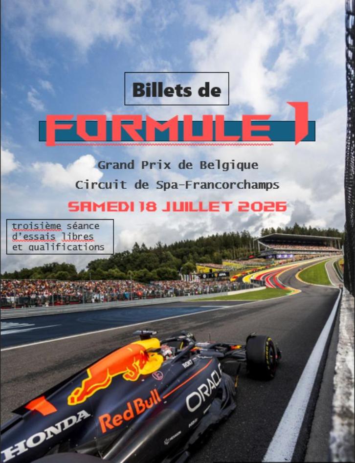 2 Billets pour Formule 1 en Belgique samedi 18 juillet, Tickets en Kaartjes, Sport | Overige, Twee personen, Juli