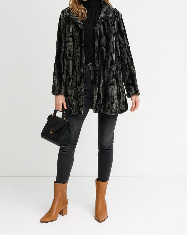 Rino & Pelle imitatiebont jas maat M/L, Kleding | Dames, Jassen | Winter, Zo goed als nieuw, Maat 42/44 (L), Grijs, Ophalen of Verzenden