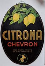 Plaque publicitaire Chevron Citrona 1939, Collections, Utilisé, Enlèvement ou Envoi, Panneau publicitaire