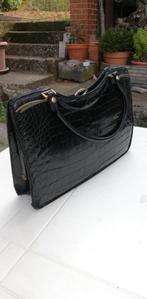 Sacoche vintage noire aspect peau de crocodile, Ophalen of Verzenden, Zo goed als nieuw, Zwart, Leer