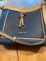 Donkerblauw handtas met beige afgewerkt van Laurent David, Handtassen en Accessoires, Tassen | Damestassen, Ophalen, Zo goed als nieuw