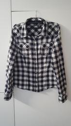 Hemd zwart wit met blinkende metaaldraadje maat 146 / 152, Kinderen en Baby's, Kinderkleding | Maat 146, Meisje, Overhemd of Blouse