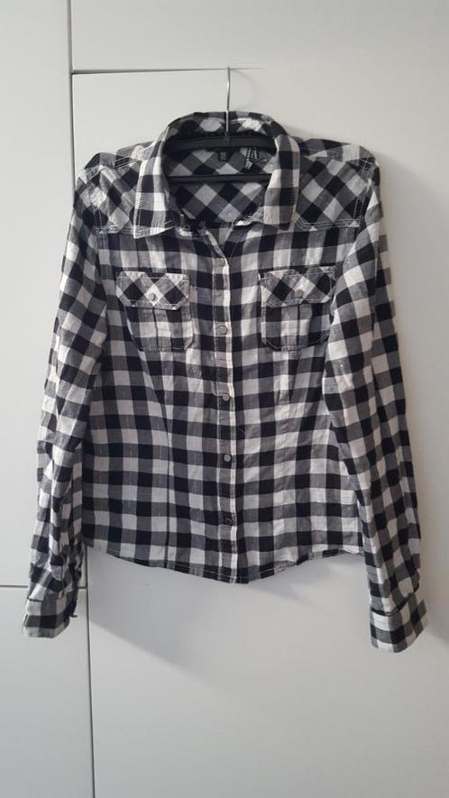 Hemd zwart wit met blinkende metaaldraadje maat 146 / 152, Kinderen en Baby's, Kinderkleding | Maat 146, Zo goed als nieuw, Meisje
