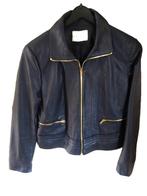 blouson en cuir luxe de chez Sandro 38 impeccable, Kleding | Dames, Jasjes, Kostuums en Pakken, Blauw, Sandro, Zo goed als nieuw