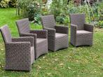 4 grijze wicker "Life" tuinstoelen – stevig & comfortabel, Ophalen, Zo goed als nieuw, Wicker