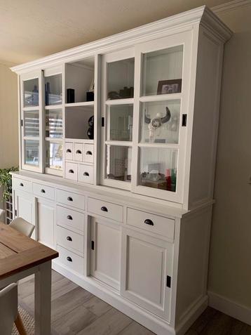 Witte buffetkast Mindi hout, Huis en Inrichting, Ophalen, Zo goed als nieuw, Glas