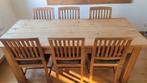 Teak met karakter: eettafel 2m + 6 bijpassende stoelen, Huis en Inrichting, Ophalen, Zo goed als nieuw, Landelijk en tijdloos