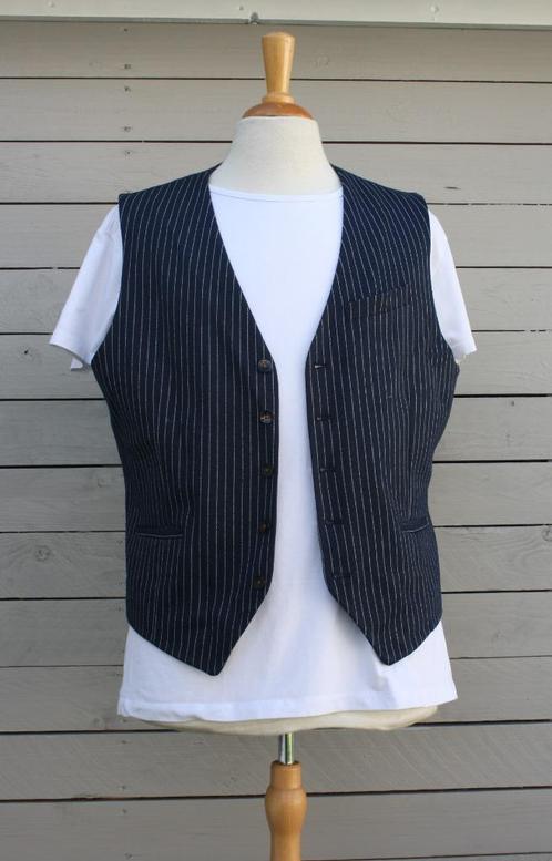 Gilet, merk zara, blauw met witte streepjes, size: eur: XL,, Vêtements | Femmes, Pulls & Gilets, Comme neuf, Taille 42/44 (L)