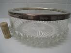 Glazen schaal in geslepen glas, gegalvaniseerd zilver beslag, Antiek en Kunst, Ophalen