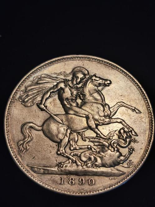 1 Crown 1890,United Kingdom,Victoria Queen,mooi condit zilve, Postzegels en Munten, Munten | Europa | Niet-Euromunten, Losse munt