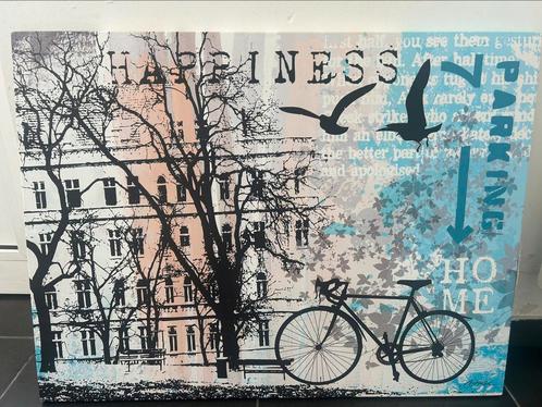 Modern canvas schilderij – Urban Art met fiets en stad, Antiek en Kunst, Kunst | Schilderijen | Modern, Ophalen