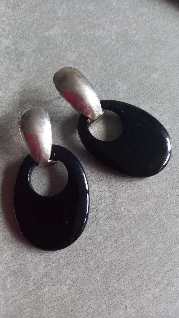 Oorbellen onyx, Handtassen en Accessoires, Oorbellen, Zo goed als nieuw, Knopjes of Stekers, Overige materialen, Zwart, Ophalen