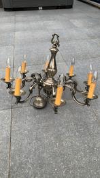 Mooie tinnen 8 armige kroonluchter, Huis en Inrichting, Ophalen, Gebruikt