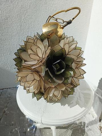 vintage Rausch Capiz schelpen lotus hanglamp uit de jaren 60 beschikbaar voor biedingen